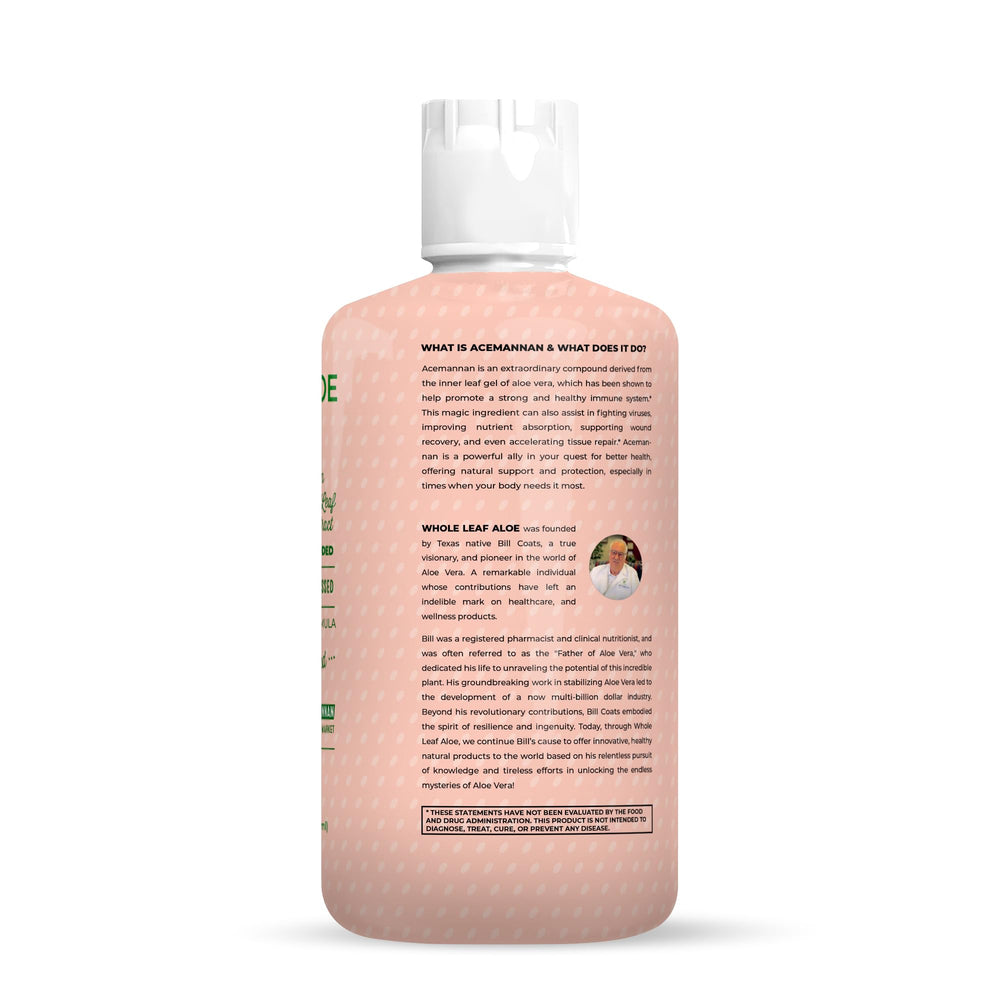 Ingredients: Aloe Barbadensis Leaf Juice (Whole Leaf Aloe) on bottle
