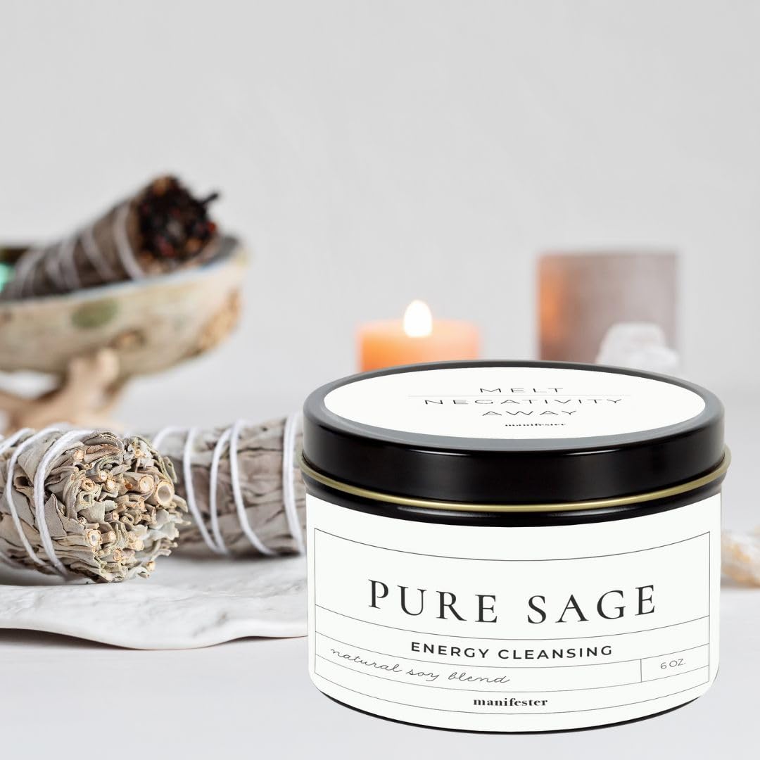 Whole Works Sage Candle calm ritual setup for cleansing and renewal
