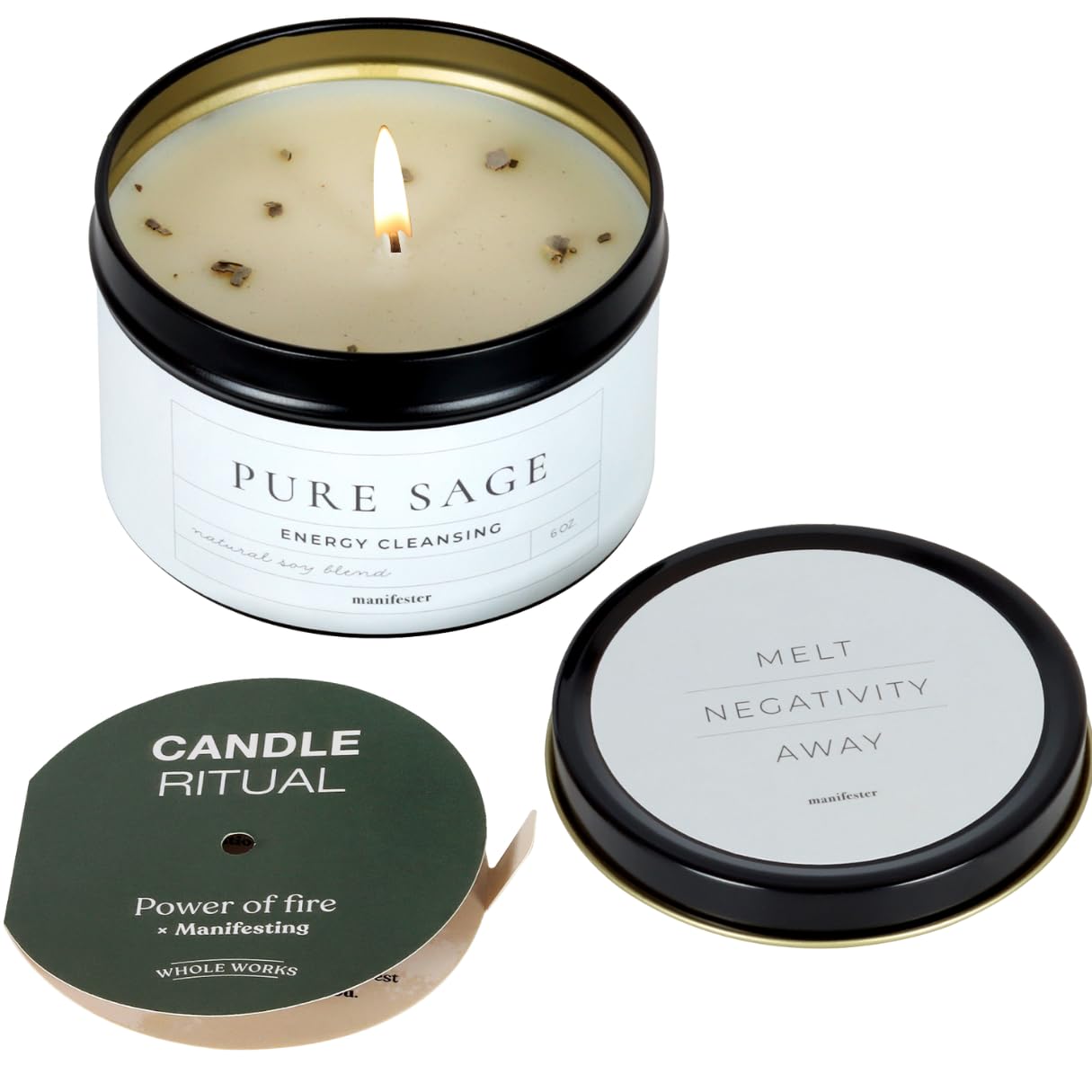 Whole Works Sage Candle fragrance swirls illustrate phthalate-free scent spread