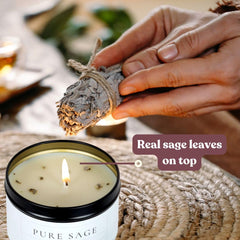 Whole Works Sage Candle lit burn demonstrates steady aroma and long-lasting ambiance
