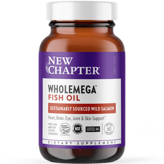 New Chapter Wholemega Fish Oil bottle with 60 softgels