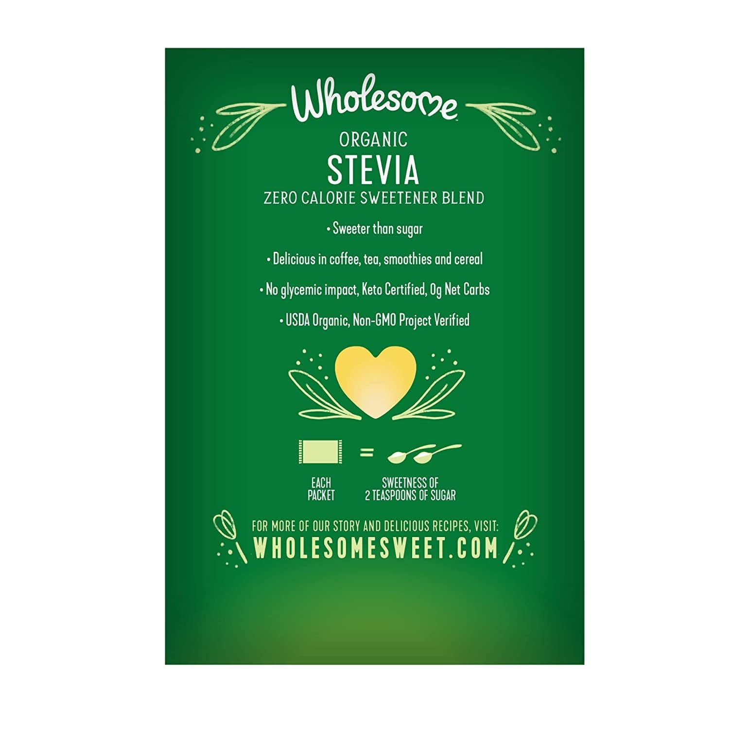 Close-up of Wholesome Organic Stevia packets
