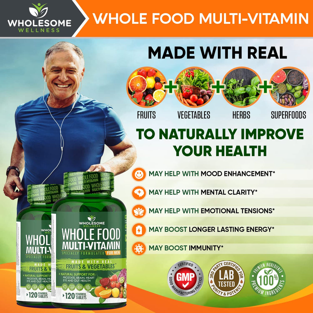 Close-up of natural whole-food multivitamin ingredients