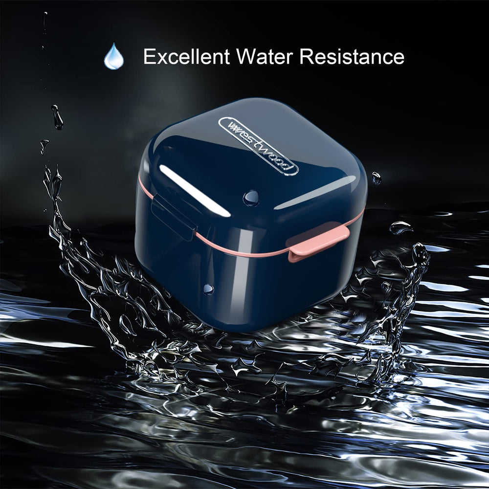 Sleek blue compact retainer/mouth guard box design