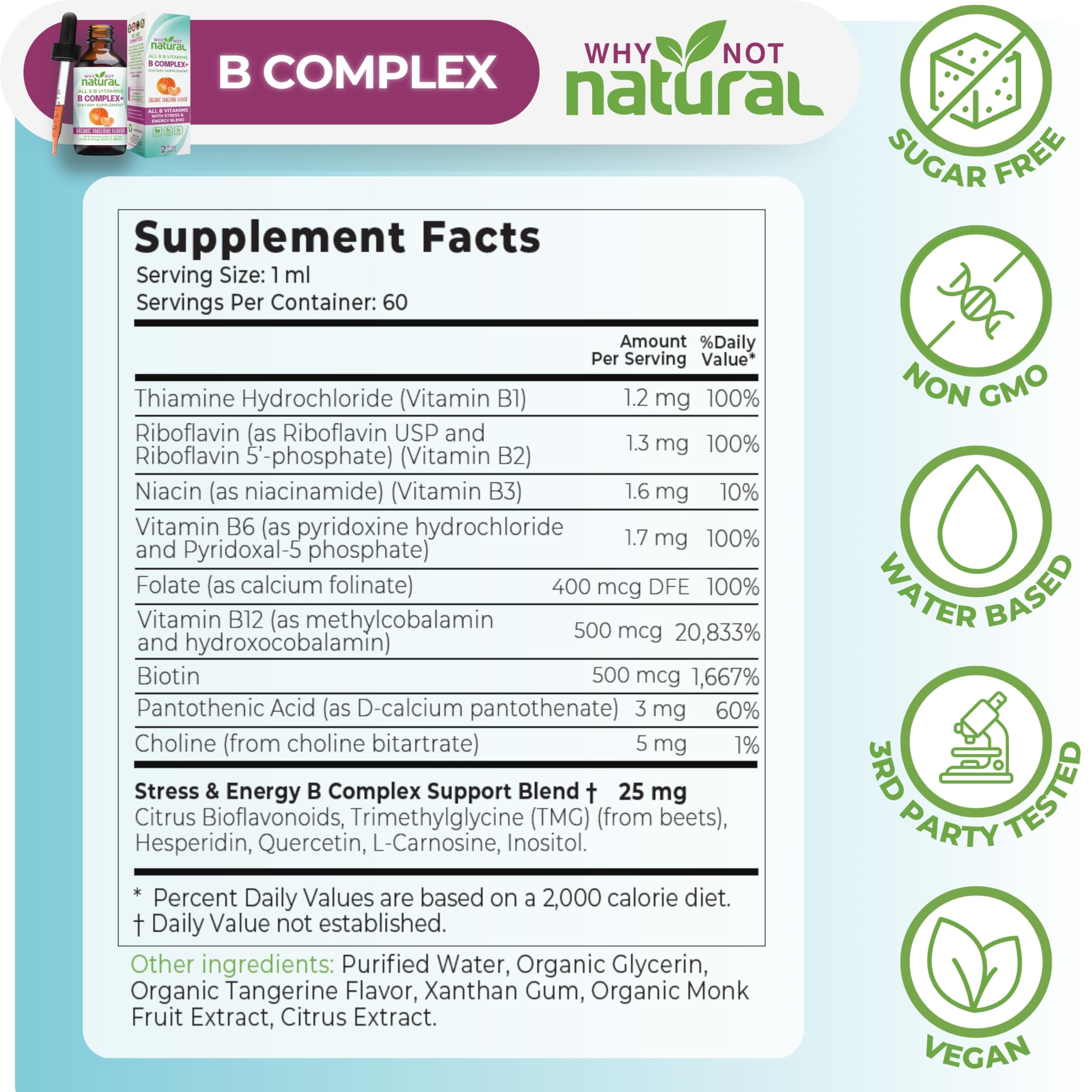 Energy support blend with B vitamins in liquid form