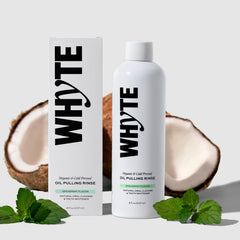 Whyte Coconut Oil Pulling Mouthwash bottle with spearmint label