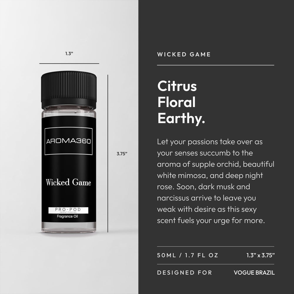 Note breakdown graphic for Wicked Game Pro Pod 50ML (Top/Middle/Base notes)