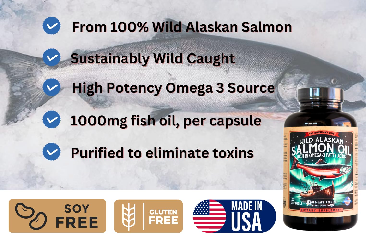 Close-up of orange salmon oil softgels