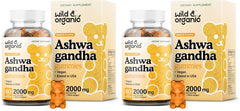Wild & Organic Ashwagandha Gummies bottle front highlighting mango flavor for daily calm support