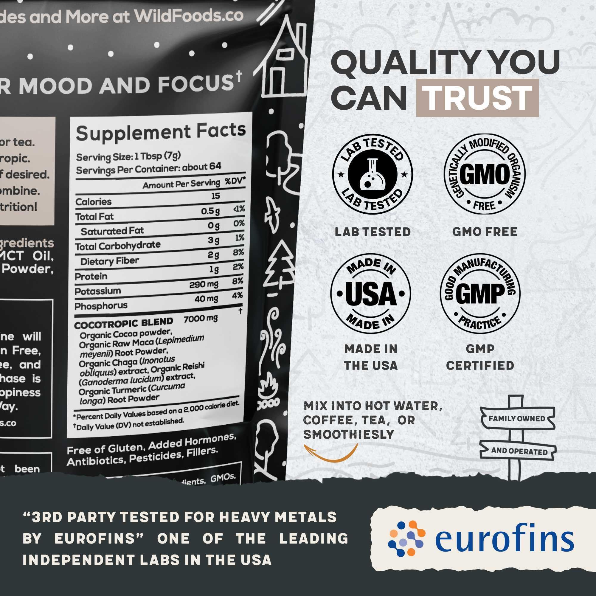 Back view showing nutrition facts of the Wild Cocotropic 2-pack
