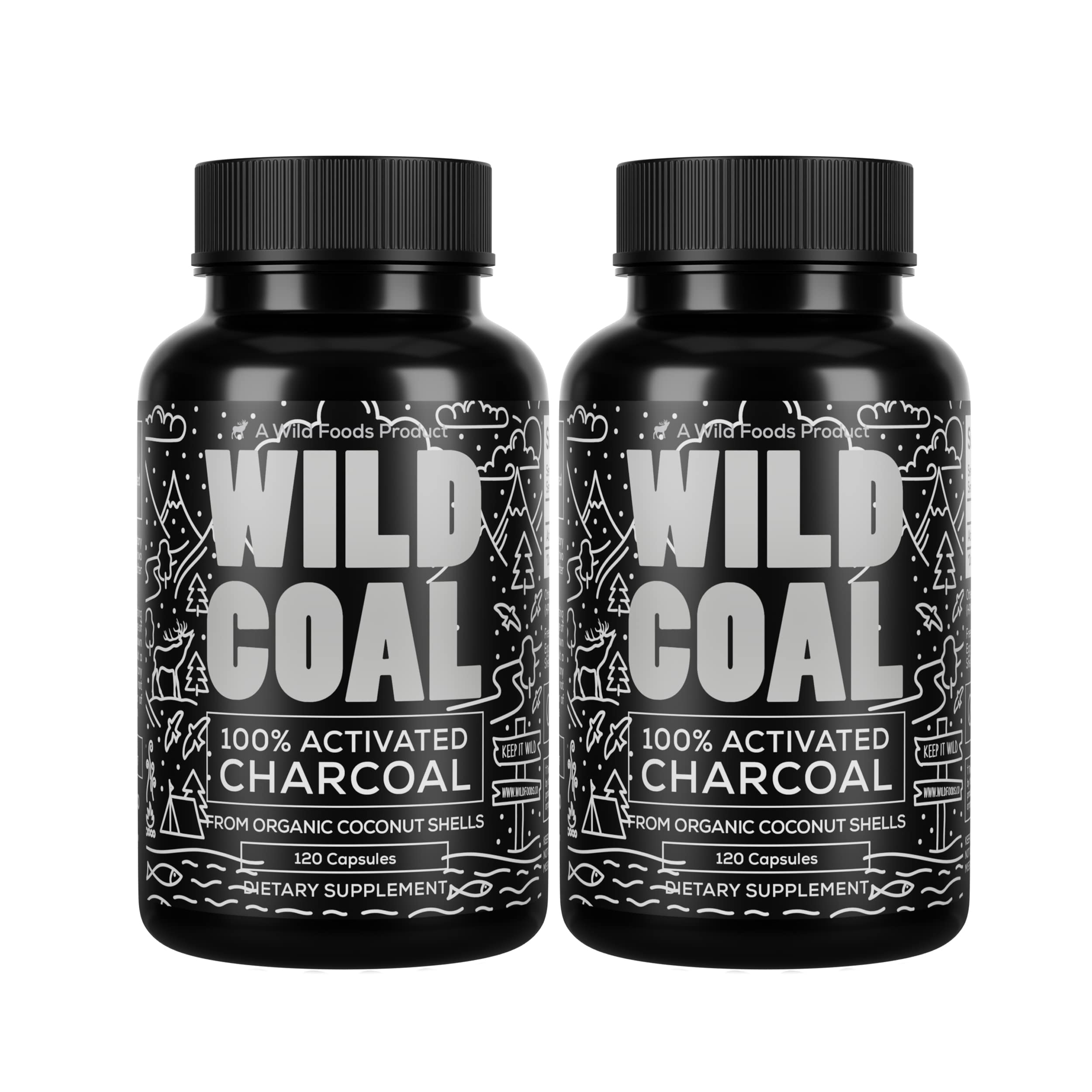 Wild Foods Activated Charcoal Capsules bottle – front view