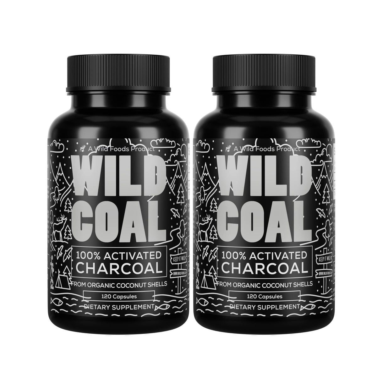 Wild Foods Activated Charcoal Capsules bottle – front view