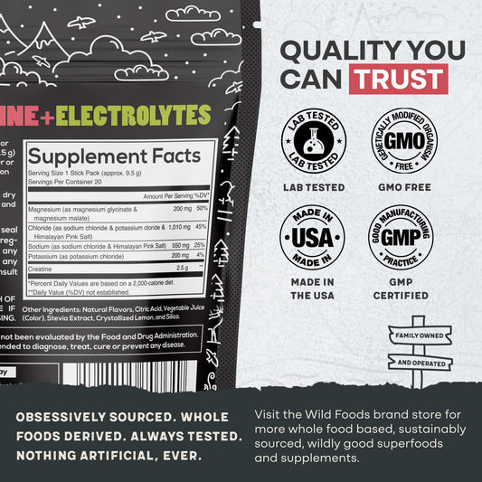 Back view of Wild Foods Dragonfruit Creatine & Electrolytes Packets showing label
