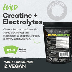 Back/ingredients panel for Wild Foods Creatine + Electrolytes Lemon Lime, 8 oz