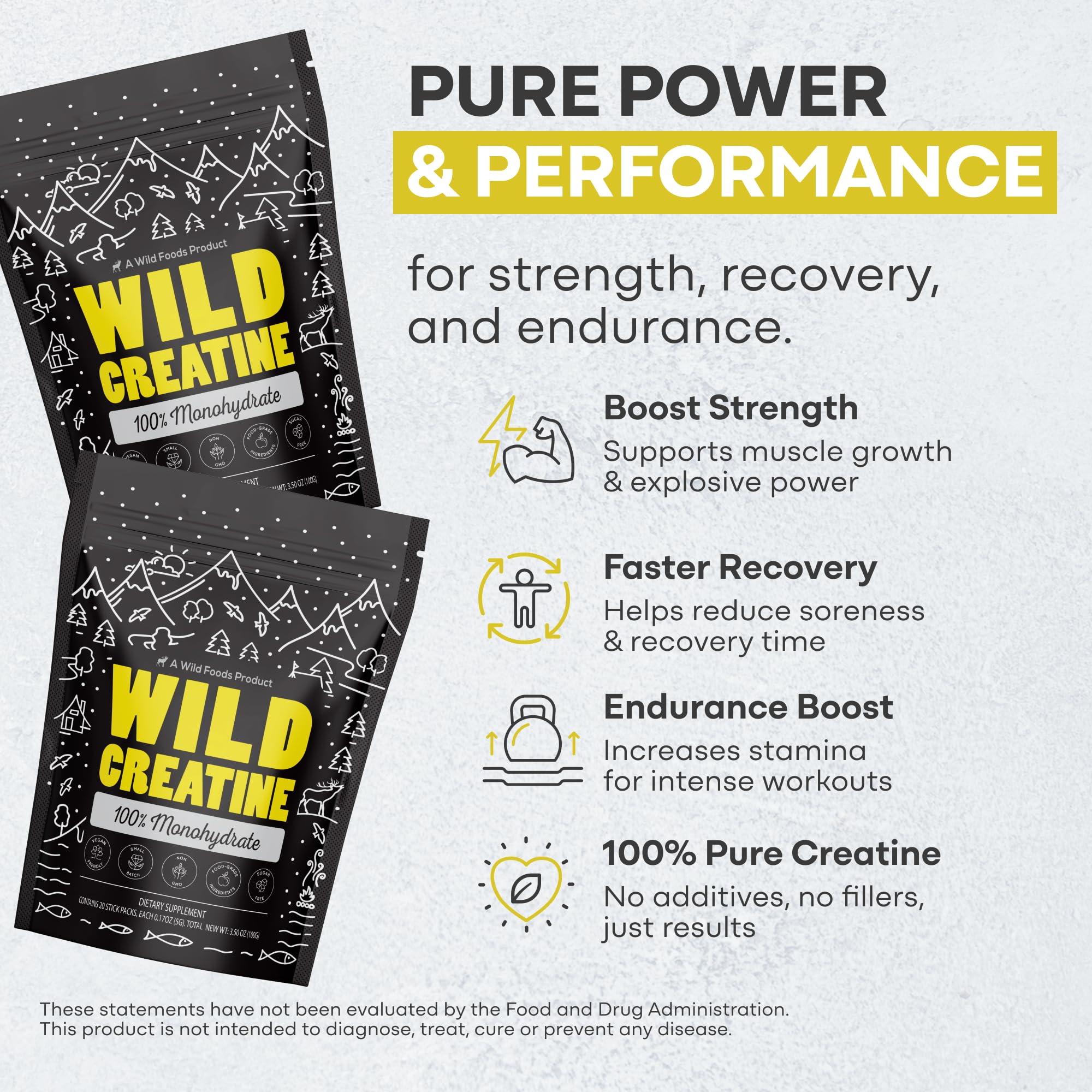 Wild Foods Creatine Monohydrate 20-pack packaging