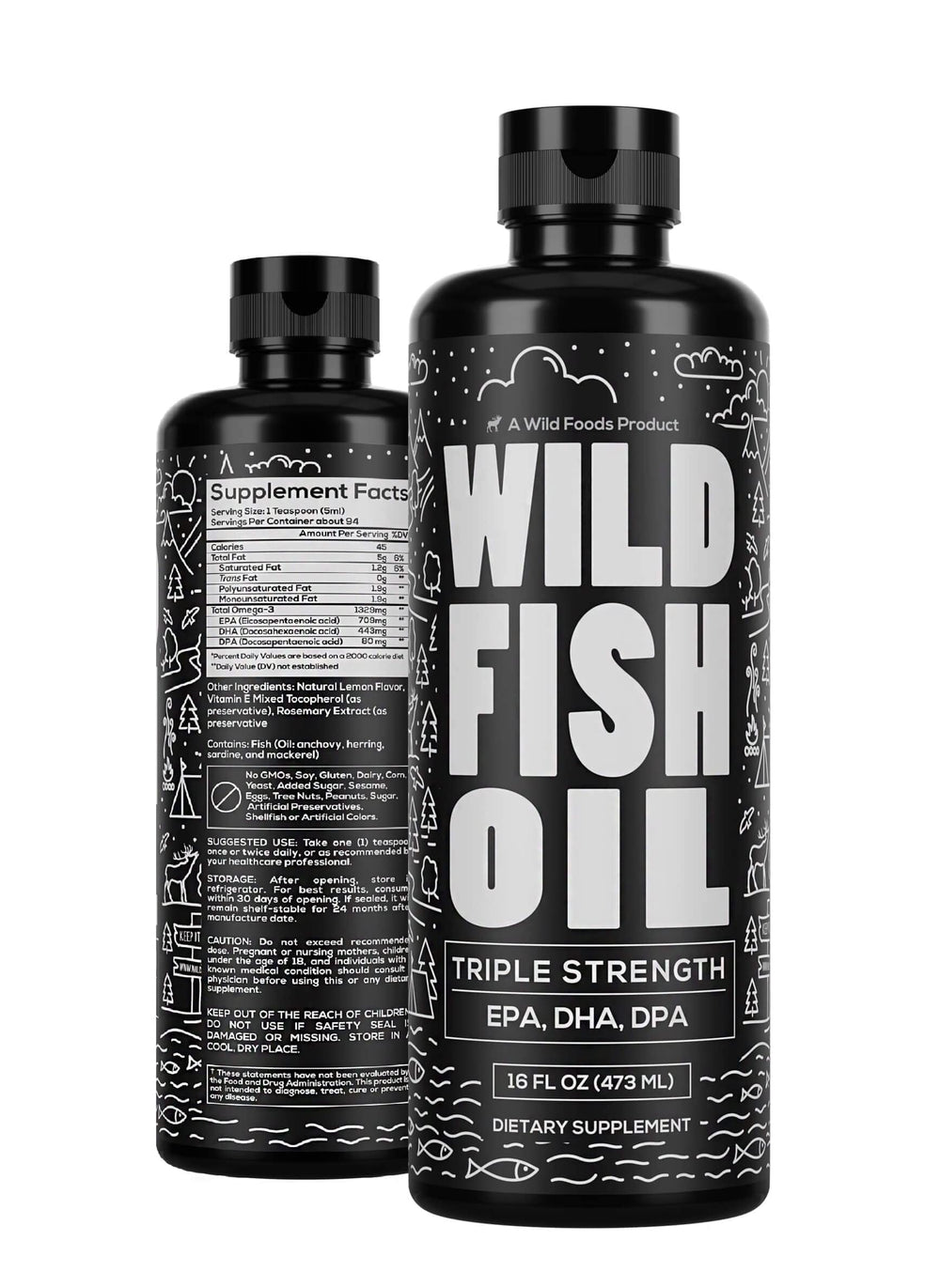 16 oz bottle of Wild Foods Liquid Omega-3 Lemon flavor