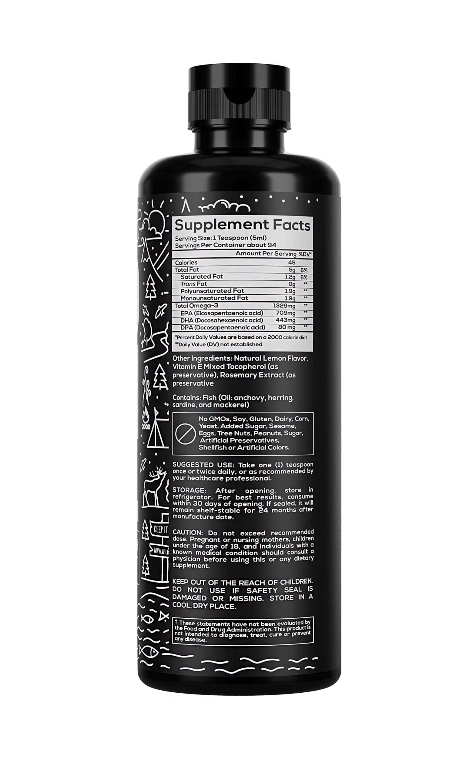Close-up of burpless odorless omega-3 liquid bottle