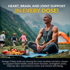 Close-up of omega-3 fish oil capsules – burpless formula