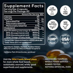 Nutrition label showing EPA 600 mg, DHA 600 mg, DPA 100 mg per serving