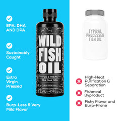 Nutrition per serving showing EPA, DHA and DPA amounts.