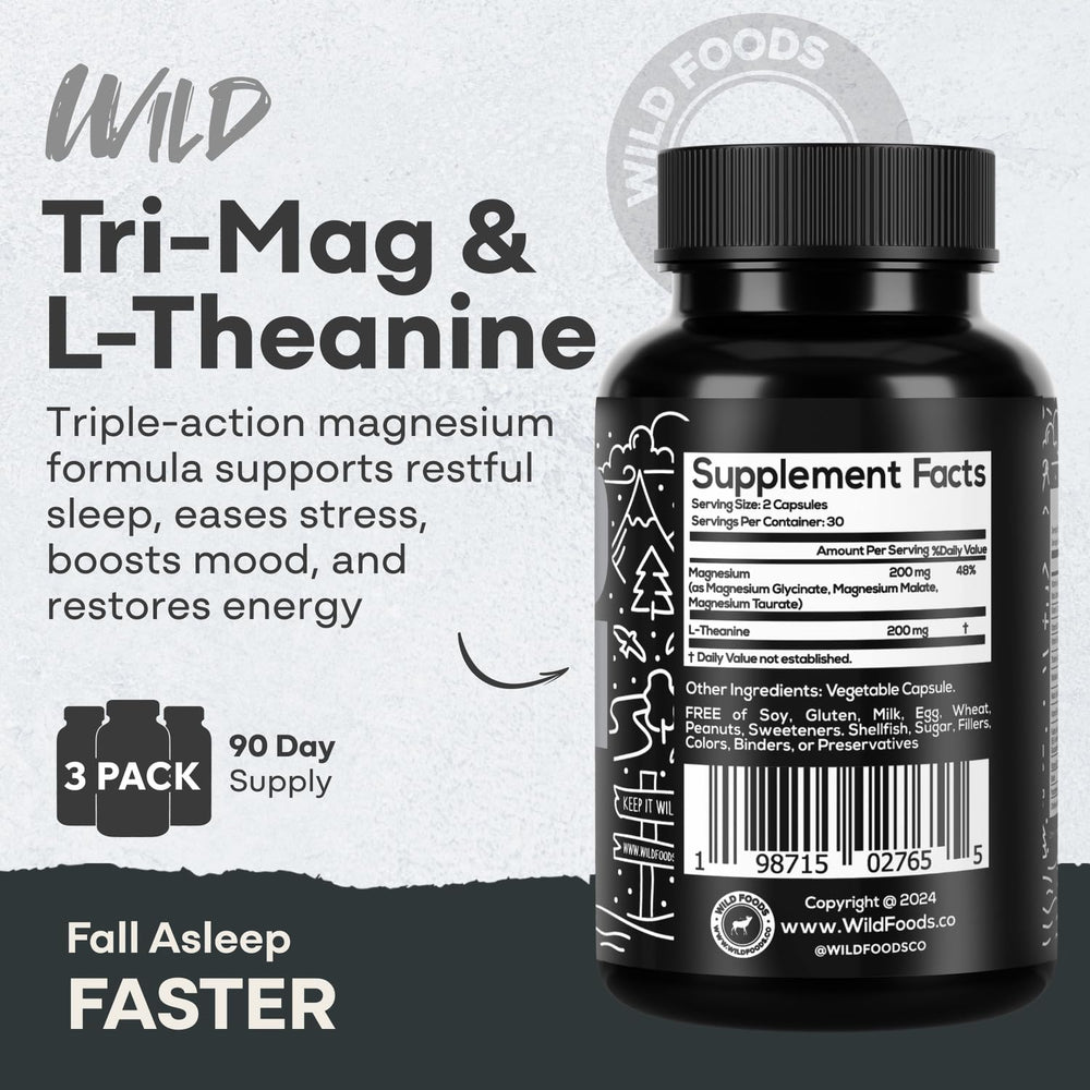 Nutrition facts panel showing 200 mg L-Theanine per serving