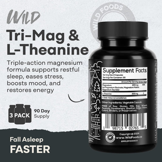 Nutrition facts panel showing 200 mg L-Theanine per serving