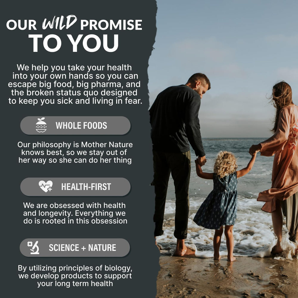 Eco-friendly packaging and sustainable sourcing insignia for Wild Foods Tri-Mag & L-Theanine