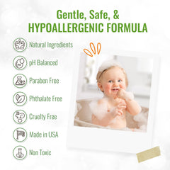 Hypoallergenic, tear-free baby eczema wash packaging design
