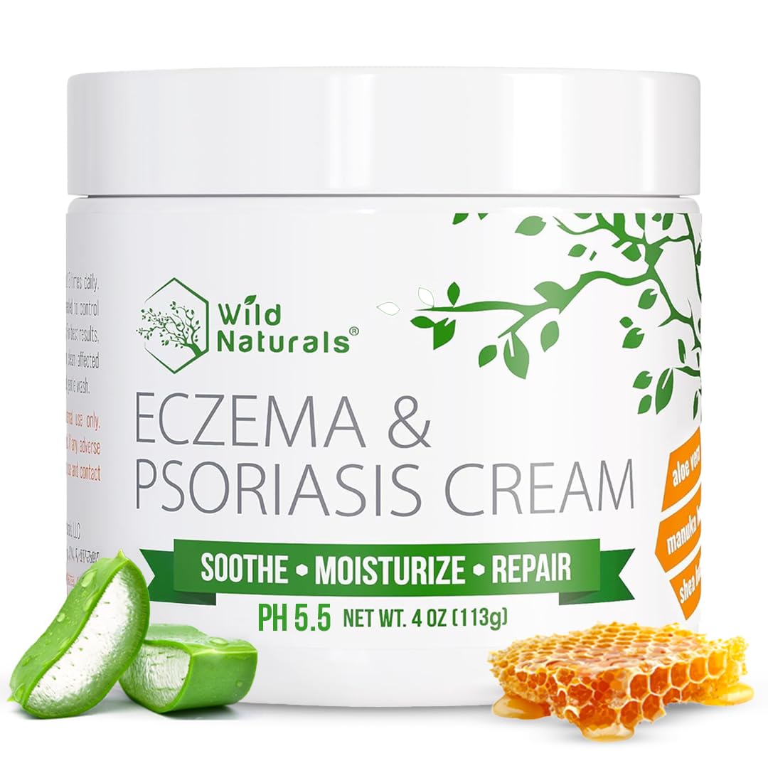 Wild Naturals eczema cream bottle front showing soothing hydration for dry skin