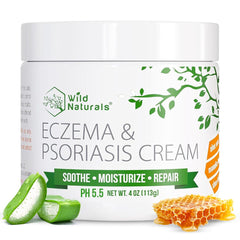 Wild Naturals eczema cream bottle front showing soothing hydration for dry skin