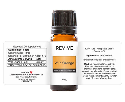 Close-up of wild orange essential oil bottle with dropper