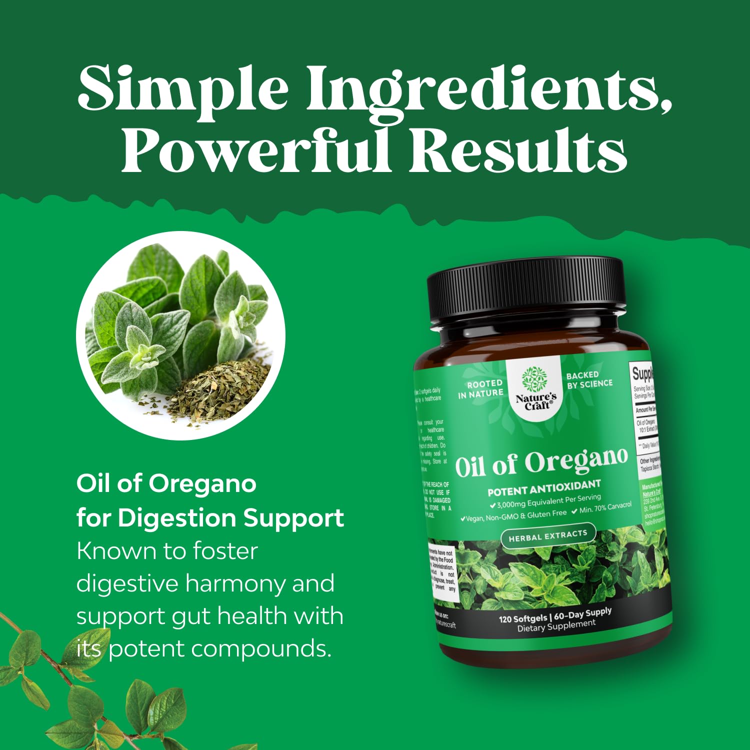 Close-up of oregano oil carvacrol content 70%
