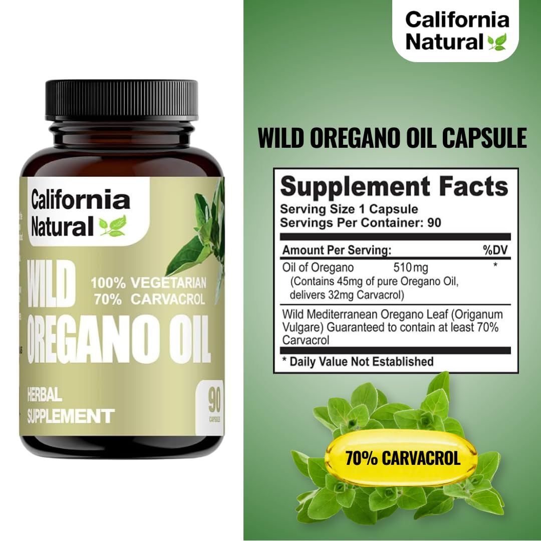 90-count bottle packaging for oregano oil capsules