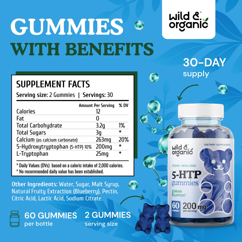 Wild & Organic 5-HTP Mood Gummies bottle with label