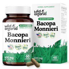 Hero image showing Wild & Organic Bacopa Capsules 600 mg