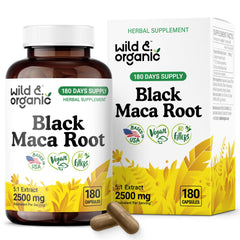 Wild & Organic Black Maca Root Capsules bottle front