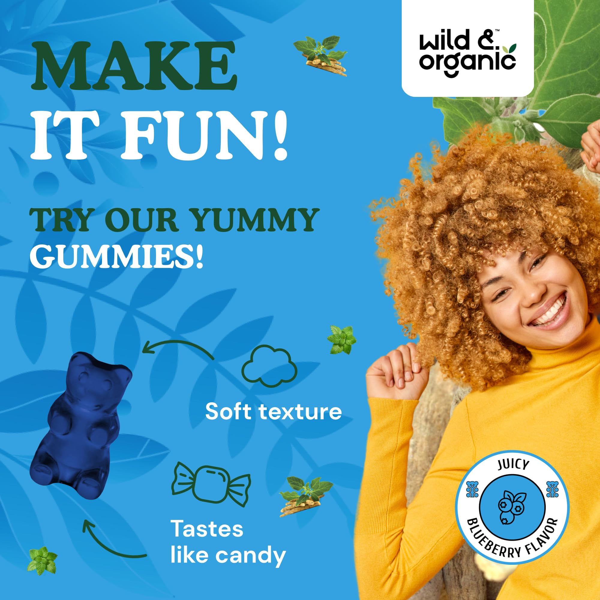 Blueberry-flavored Wild & Organic Calm & Mood Gummies
