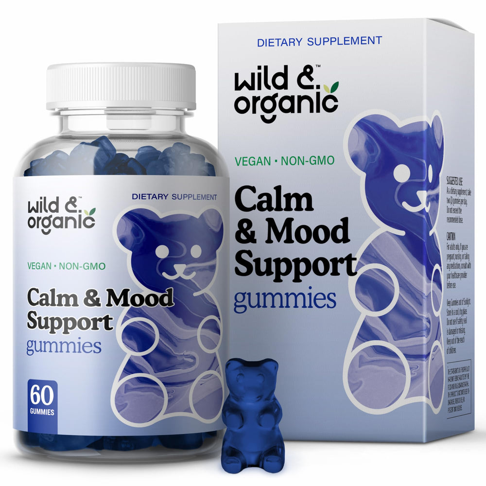 Front packaging of Wild & Organic Calm & Mood Gummies 60-count