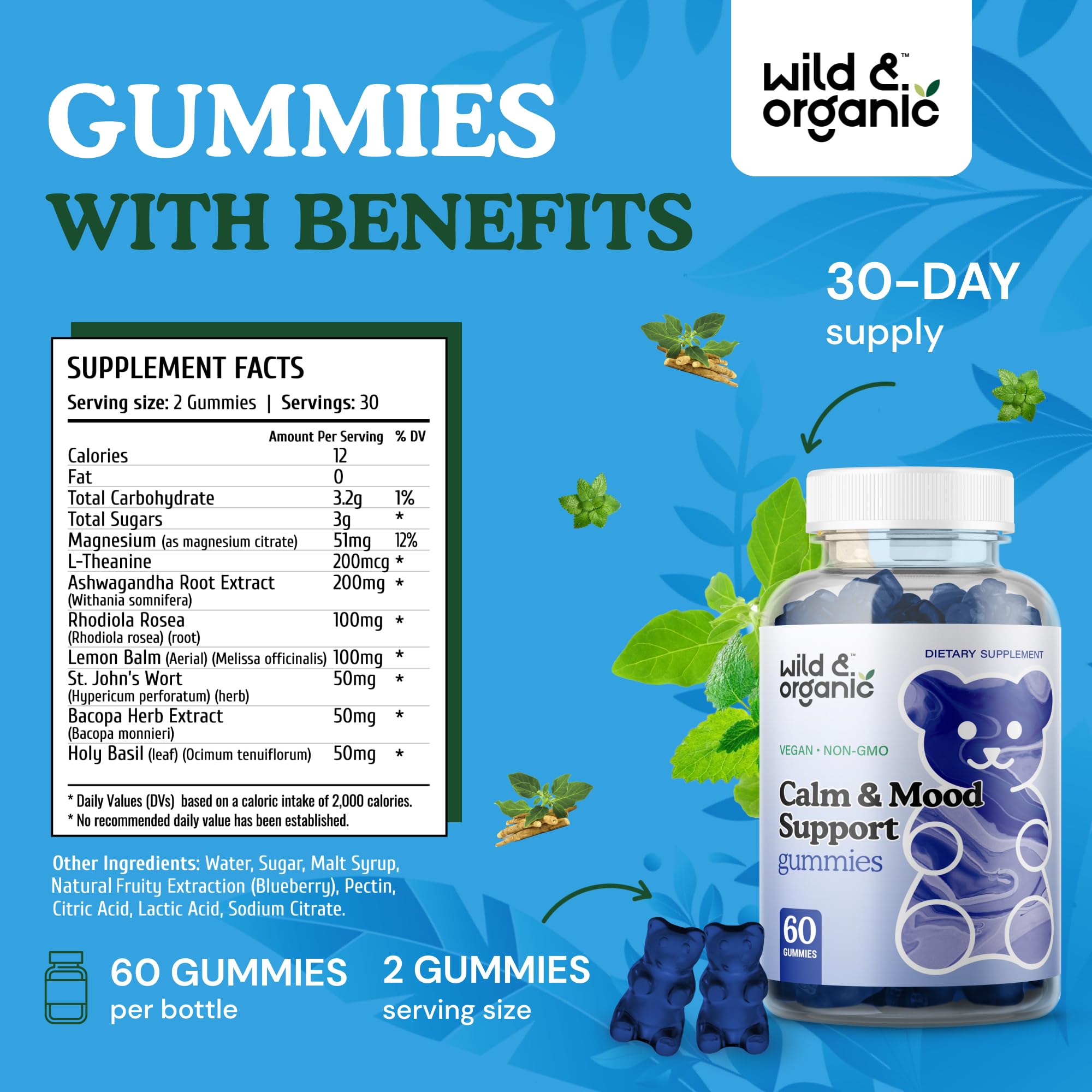 Rhodiola rosea ingredients in Wild & Organic Calm & Mood Gummies