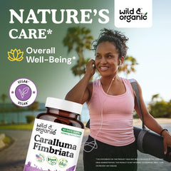 Back label of Wild & Organic Caralluma Fimbriata bottle with ingredients