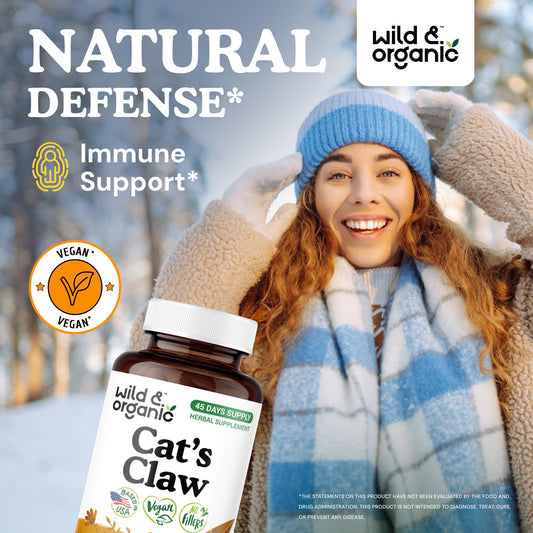 Cat's Claw herbal capsules close-up label