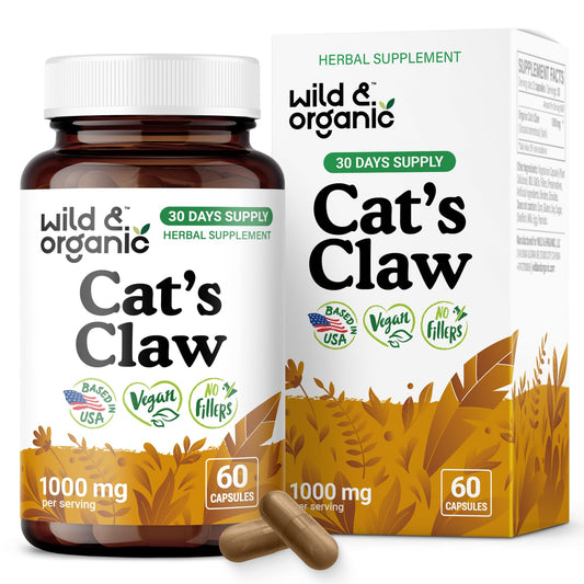 Wild & Organic Cat's Claw 1000 mg immune support capsules bottle
