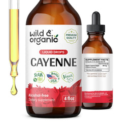 Front view of Wild & Organic Cayenne Pepper Tincture 4 oz bottle