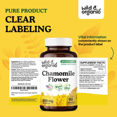Mockup of the Wild & Organic Chamomile Capsules bottle (90-count)