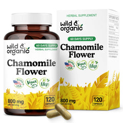 Bottle of Wild & Organic Chamomile Extract Capsules 800 mg - 120 count