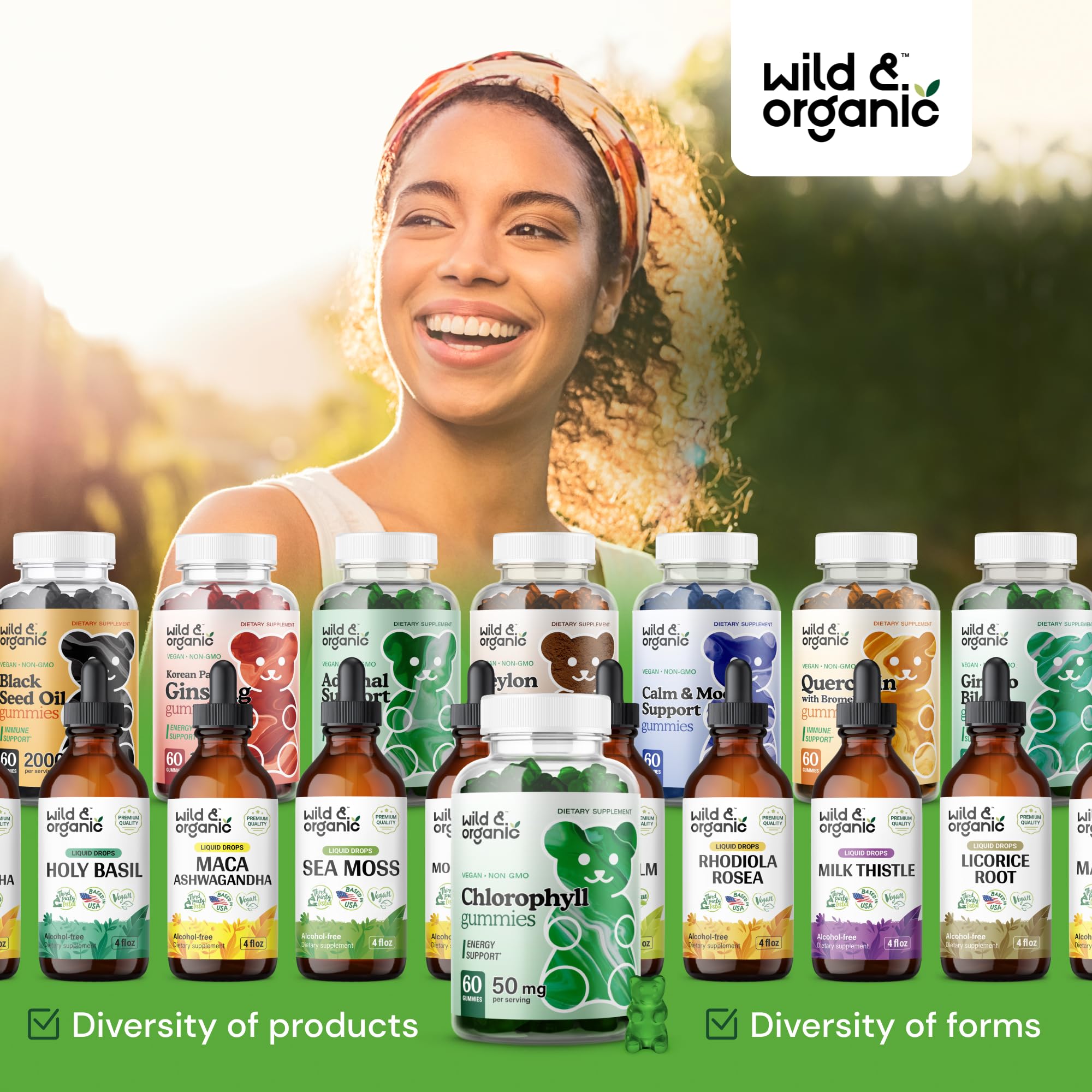 Pack of two Wild & Organic Chlorophyll Gummies bottles