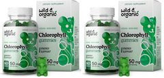 Front view of Wild & Organic Chlorophyll Gummies 50mg bottle