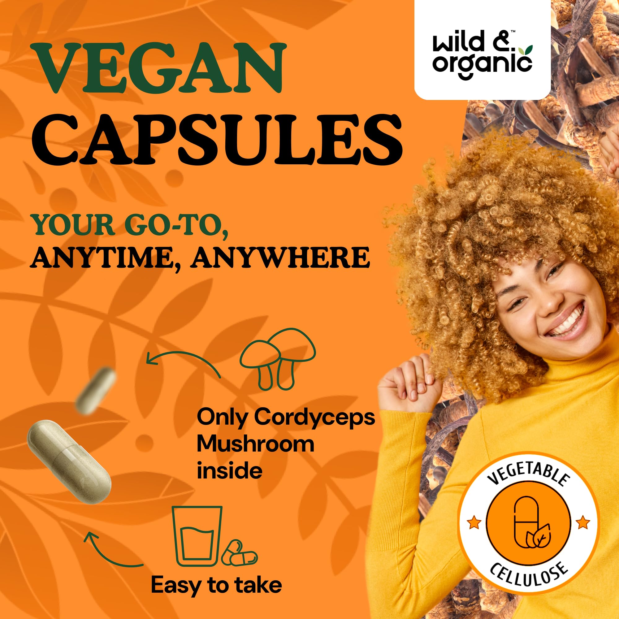 Ingredient list highlighting vegan and non-GMO formula