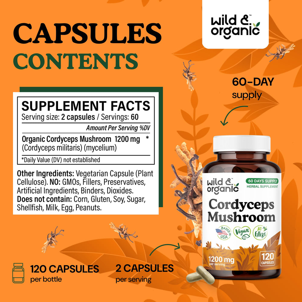 Vegan capsule coating and non-GMO label on bottle
