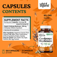 Vegan capsule coating and non-GMO label on bottle